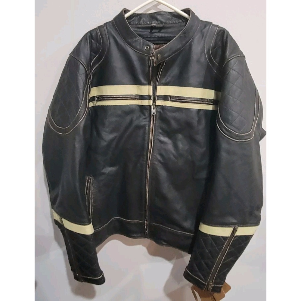 HIGHWAY 21 MOTORDROME Leather Jacket‎ ANTIQUE BLACK 4XL Concealed Carry NEW
